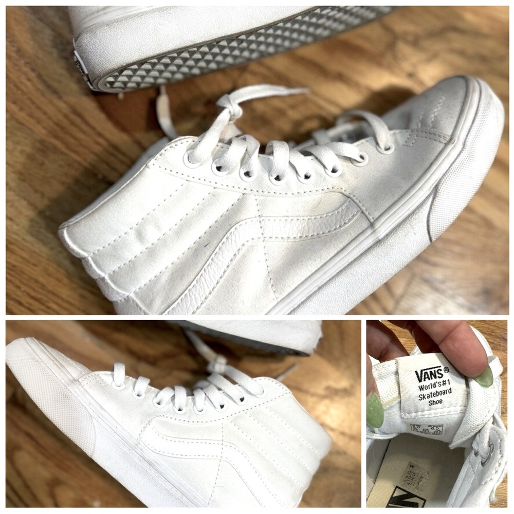 White high top vans- canvas, women’s 9, men’s 7.5 - Picture 8 of 11